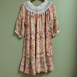 Anthropologie Women Midi Dress Size Sml Oversized Lace Floral Granny Cottagecore